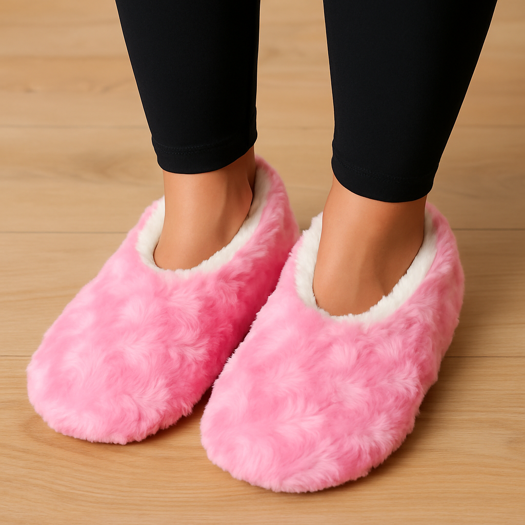 Slumbies! Fuzzy Plush Slippers – Cotton Candy Pink (Womens Small 5–6)