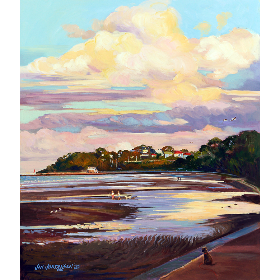 Low Tide Shorncliffe (Framed White)