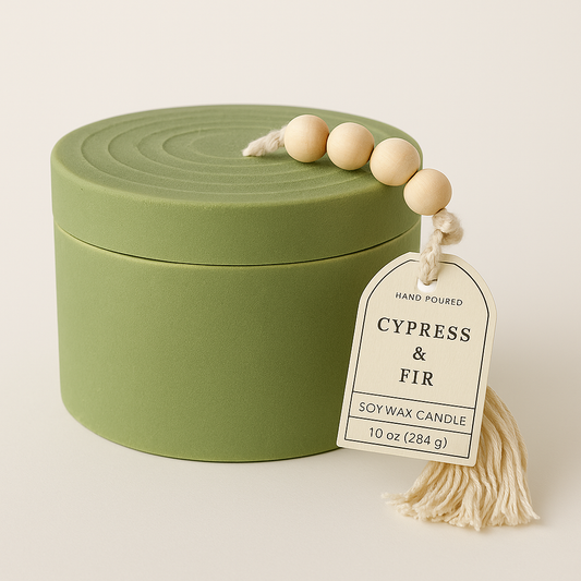 green holiday candle